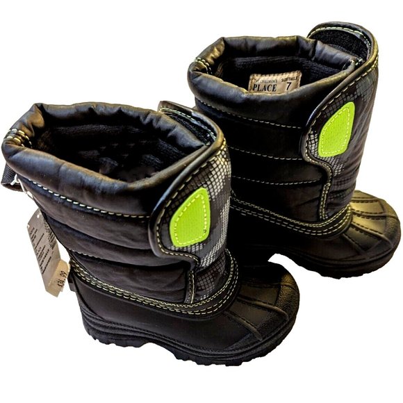 The Children's Place Toddler Boy Snow Boot Padded Winter Quilted CAMO Boot Black - Picture 5 of 10